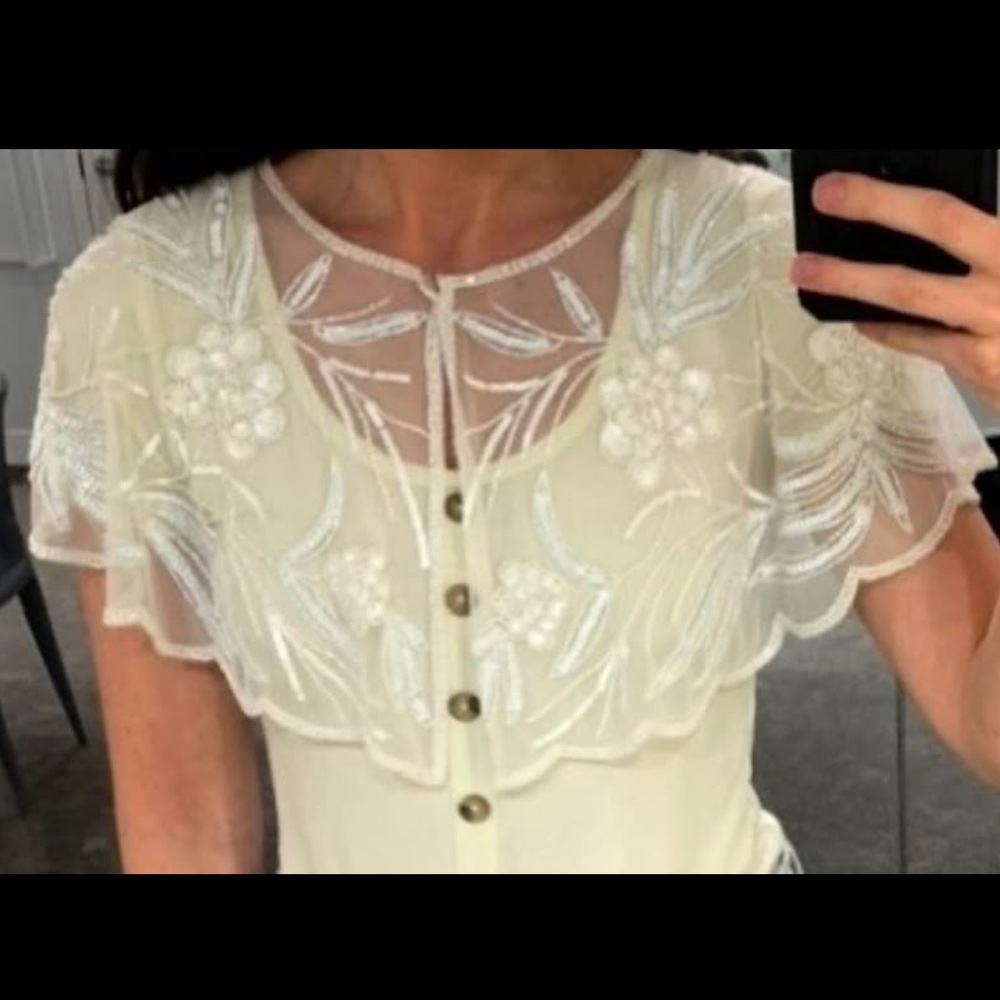 Sequin Beaded Mesh Caplet